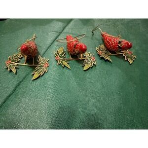 Vintage Cloisonné Bird Ornaments, Set of 3